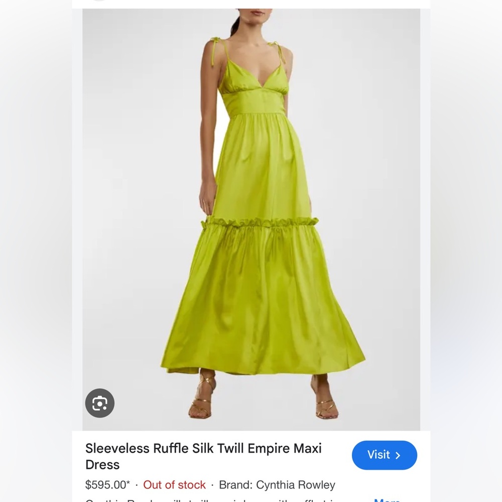 Cynthia Rowley Twilly Silk Maxi Dress Size 6 Yellow